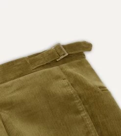 Olive Mid-Wale Corduroy Single Pleat Trouser -Drakes Shop DR2A6E21376 02400 4