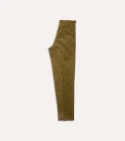 Olive Mid-Wale Corduroy Single Pleat Trouser -Drakes Shop DR2A6E21376 02400 6