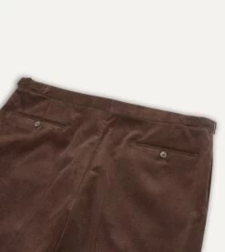 Brown Mid-Wale Corduroy Single Pleat Trouser -Drakes Shop DR2A6E21376 03300 5