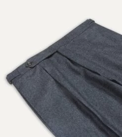 Grey Wool Flannel Single Pleat Trouser -Drakes Shop DR2A6E21379 02600 3