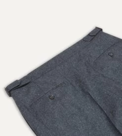 Grey Wool Flannel Single Pleat Trouser -Drakes Shop DR2A6E21379 02600 4