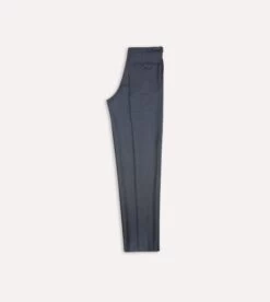 Grey Worsted Wool Single Pleat Trouser -Drakes Shop DR2A6E21380 01600 5