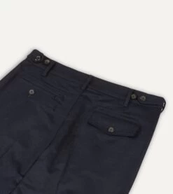 Navy Merino Wool Games Trouser -Drakes Shop DR2A6E22549 01250 5