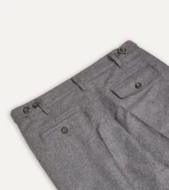 Grey Merino Wool Games Trouser -Drakes Shop DR2A6E22549 02600 5