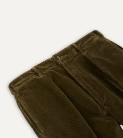 Olive Cotton Corduroy Games Trousers 10 Olive Cotton Corduroy Games Trousers -Drakes Shop DR2A6E22619 02400 3