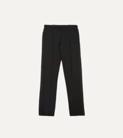 Black Tropical Wool Single-Pleat Dinner Trousers -Drakes Shop DR2A6E23800 01100 1