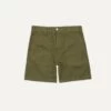 Olive Herringbone Cotton Linen Fatigue Shorts -Drakes Shop DR2A6F 24049 01 400 1