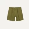 Olive Cotton Twill Single-Pleat Shorts 1 Olive Cotton Twill Single-Pleat Shorts -Drakes Shop DR2A6F23170 02400 1