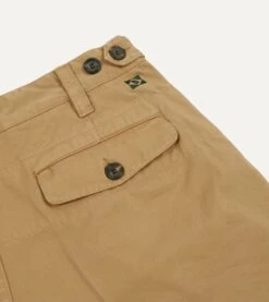 Sand Cotton Twill Single-Pleat Shorts -Drakes Shop DR2A6F23170 03300 4