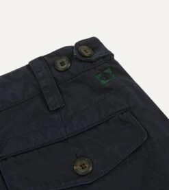 Navy Cotton Twill Single-Pleat Shorts -Drakes Shop DR2A6F23170 04250 4