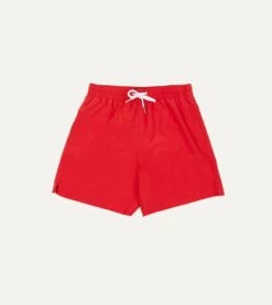 Red Nylon Drawstring Swim Shorts
