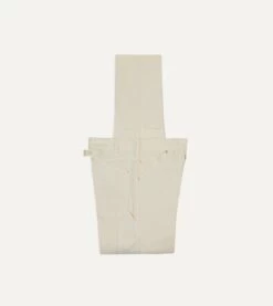 Ecru Cotton-Linen Canvas Carpenter Jeans