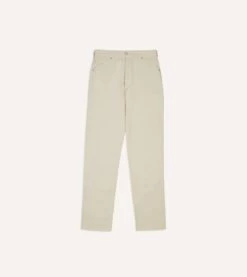 Ecru Cotton-Linen Canvas Carpenter Jeans -Drakes Shop DR2A6H24061 01050 3