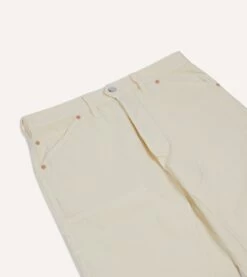 Ecru Cotton-Linen Canvas Carpenter Jeans -Drakes Shop DR2A6H24061 01050 4