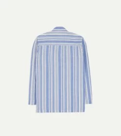 Blue And White Stripe Linen Pyjama Set -Drakes Shop DR3AC0 23212 01 202 8