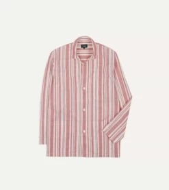 Red And White Stripe Linen Pyjama Set 16 Red And White Stripe Linen Pyjama Set -Drakes Shop DR3AC0 23213 01 702 3