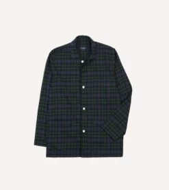 Green And Navy Check Cotton Pyjama Set -Drakes Shop DR3AC023565 01403 3