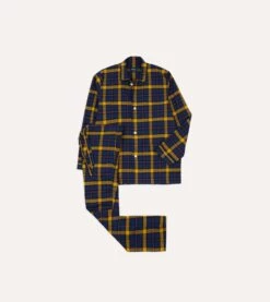 Navy, Yellow And Red Check Cotton Pyjama Set
