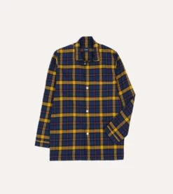 Navy, Yellow And Red Check Cotton Pyjama Set -Drakes Shop DR3AC023656 01253 3