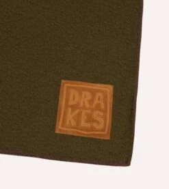 Olive Casentino Wool Blanket -Drakes Shop DR3CA023621 02400 3