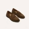 Tobacco Suede Canal Penny Loafer With Crepe Sole -Drakes Shop DRIAF322393 03300 1