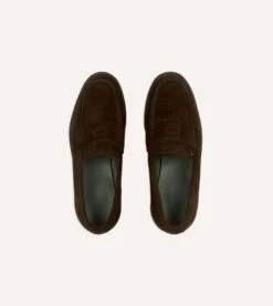 Brown Suede Charles Goodyear Welted Penny Loafer -Drakes Shop DRIAF322438 02300 4