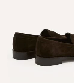 Brown Suede Charles Goodyear Welted Penny Loafer -Drakes Shop DRIAF322438 02300 5