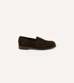 Brown Suede Charles Goodyear Welted Penny Loafer -Drakes Shop DRIAF322438 02300 6