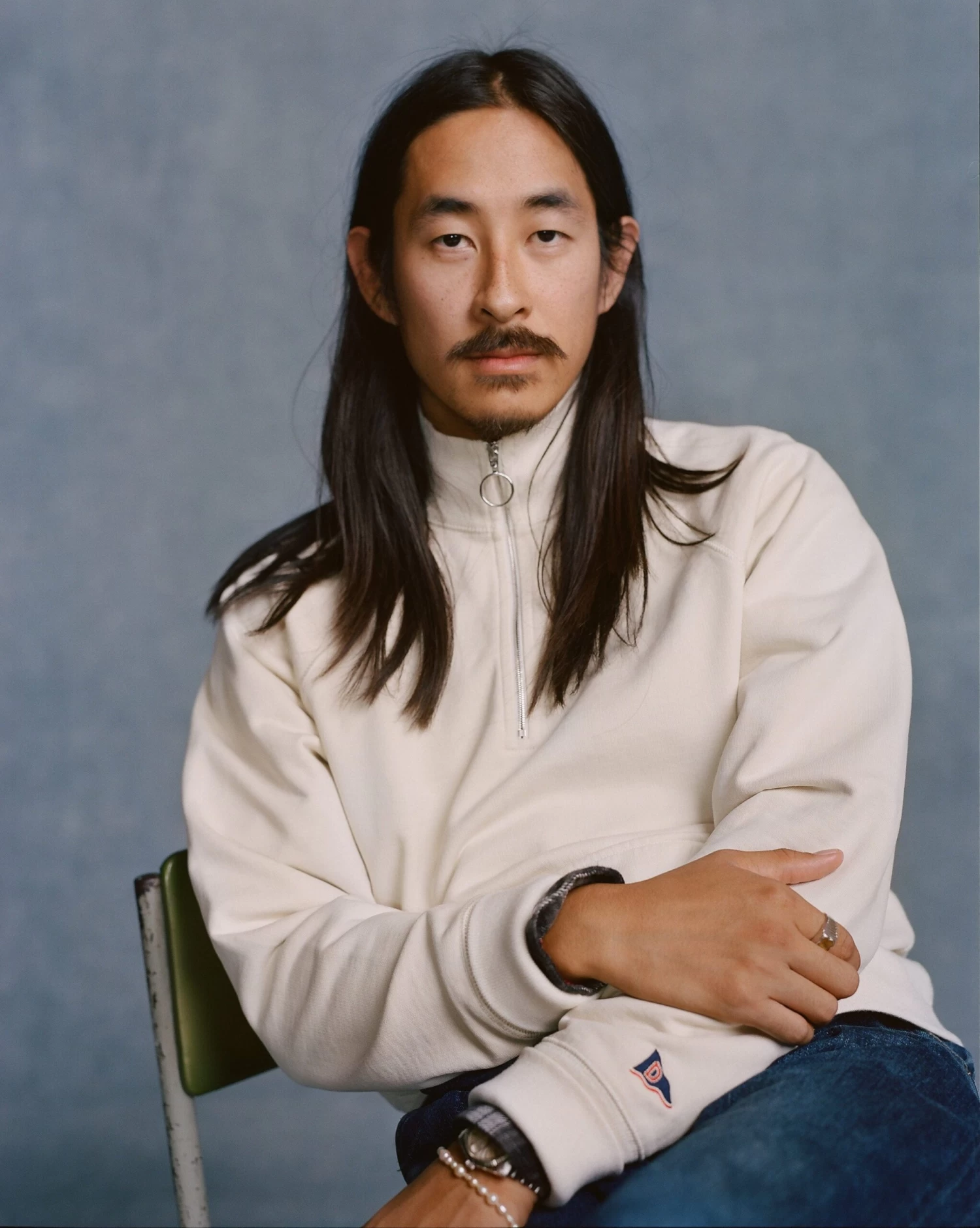 Ecru Cotton Quarter Zip Sweatshirt 9 Ecru Cotton Quarter Zip Sweatshirt - Image 7