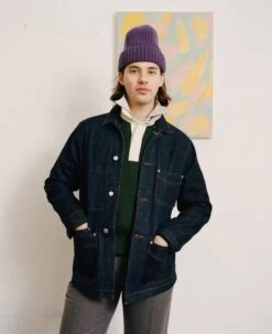 Indigo Rinse Denim Five-Pocket Chore Jacket -Drakes Shop IndigoDenimChore