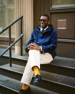 Navy Waxed Cotton Surf Cagoule -Drakes Shop Jarred3v2