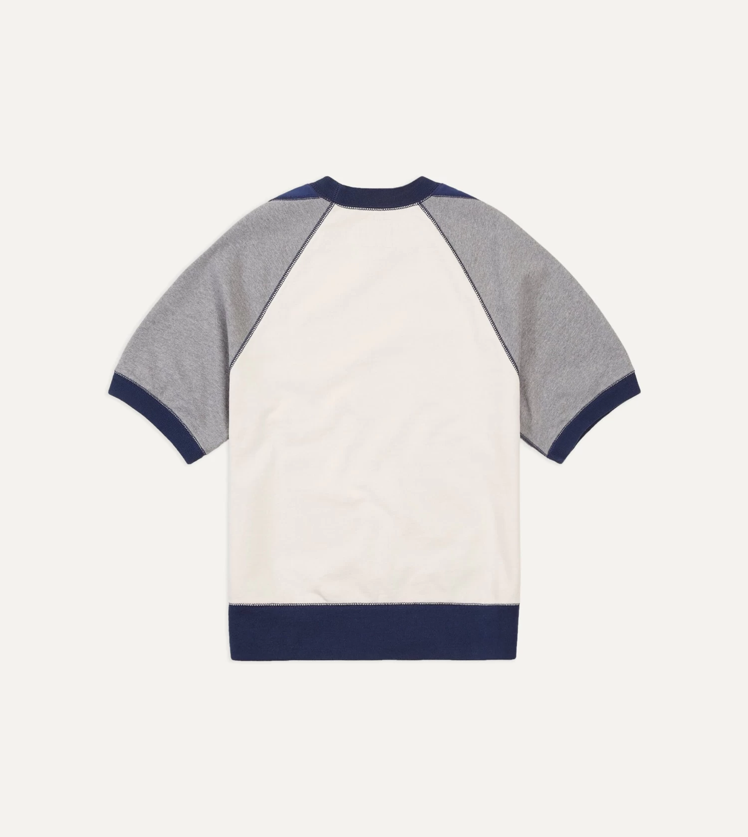 Ecru And Grey Short Sleeve Crew Neck Cotton Sweatshirt 7 Ecru And Grey Short Sleeve Crew Neck Cotton Sweatshirt - Image 5