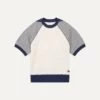 Ecru And Grey Short Sleeve Crew Neck Cotton Sweatshirt -Drakes Shop MicrosoftTeams image 170