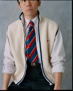 Ecru Boucle Wool Zip Fleece Vest -Drakes Shop MicrosoftTeams image 33