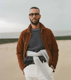 Rust Heavyweight Suede Five-Pocket Chore Jacket -Drakes Shop ProductImage 32