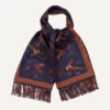 Navy Birds Of Paradise Print Tubular Silk Tasselled Scarf -Drakes Shop ProductImage 69
