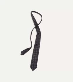 Navy Small Dot Silk Tipped Tie -Drakes Shop TIE E5080N 06873 001 4