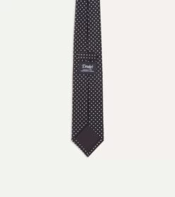 Navy Small Dot Silk Tipped Tie -Drakes Shop TIE E5080N 06873 001 5