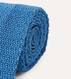 Light Blue Knitted Silk Solid Colour Tie 9 Light Blue Knitted Silk Solid Colour Tie -Drakes Shop TIE SC01KN PLAIN 003 3