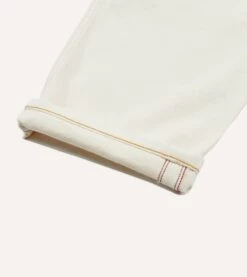 Ecru 12.7oz Selvedge Denim Patchless Five-Pocket Jeans -Drakes Shop TRO20407 01050 4