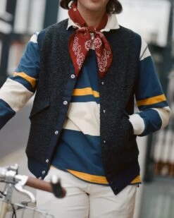 Ecru, Navy And Yellow Stripe Cotton Rugby Shirt -Drakes Shop ZachRadio4